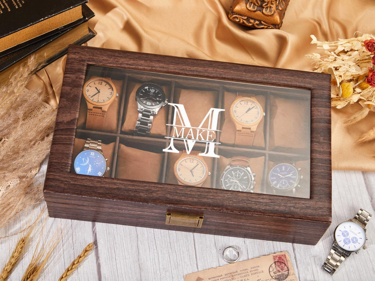 Personalized Watch Storage,Mechanical Watch Storage Box,6 Slot Watch Collection Display Box for Men,Vintage Storage Box,Gift for Boyfriend
