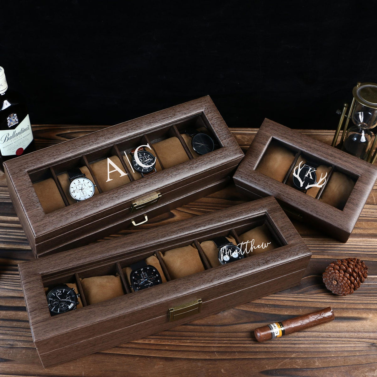 Personalised Watch Box, Watch Storage Box Gift for Watch Lover, Gift for Dad, Retirement Gift for Men, Engraved Luxury Watch Case