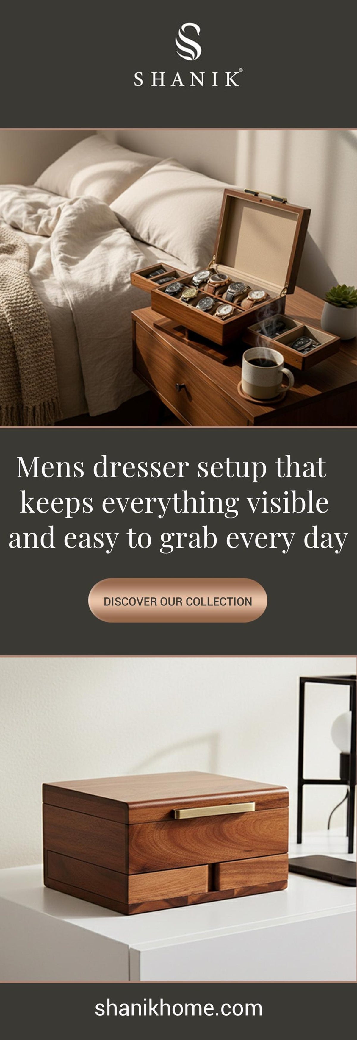 Men engraved jewelry organizers natural wood dresser top jewelry storage personalized husband 8 watch box for men vanity edc box