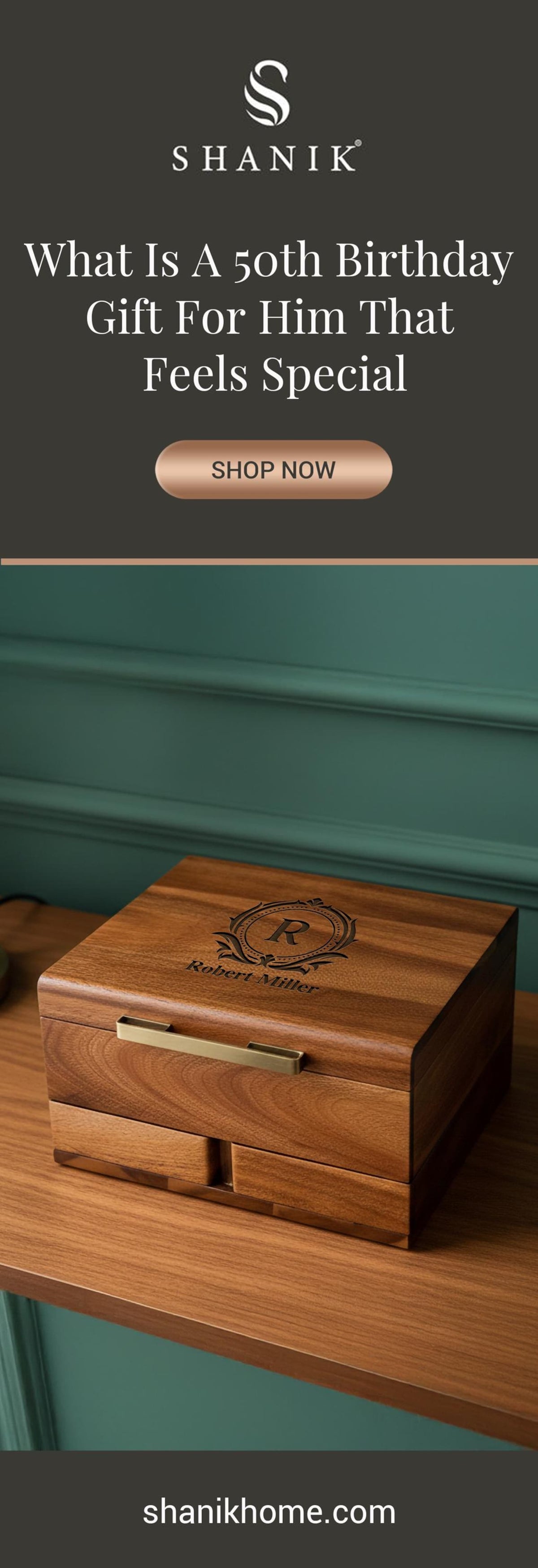 Engraved Wood Watch Box for Men Jewelry and Watch Box with Drawer Mens Valet Organizer 8 Slot Storage Organizer 50th Birthday Gift for Him