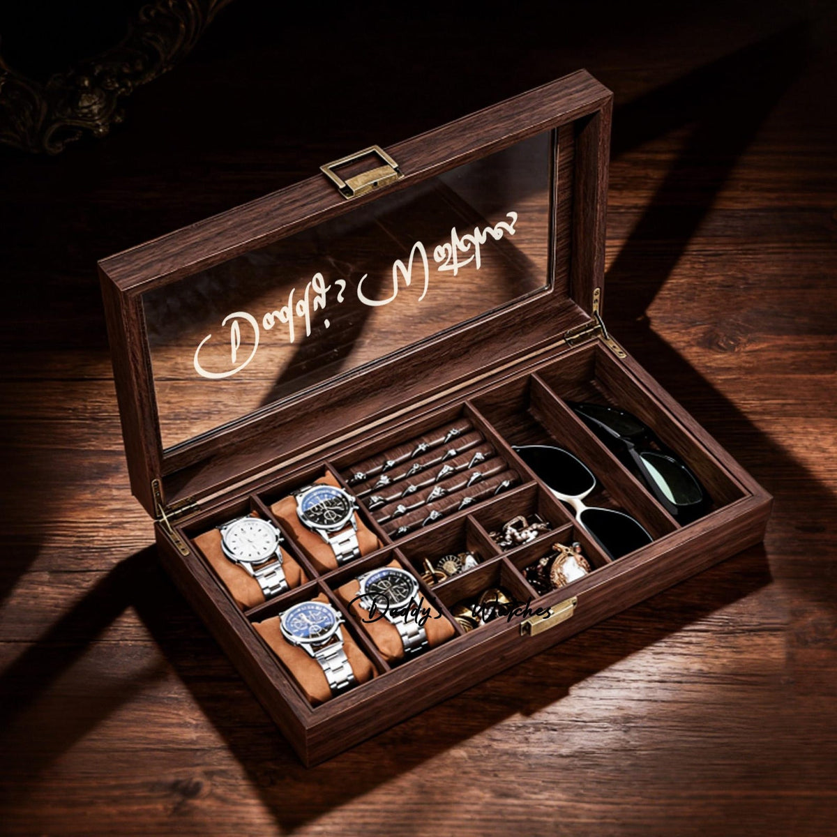 Mens Watch Jewelry Box,Custom Engraved Watch Box,Personalized Watch Case,Gifts for Husband,Boyfriend Gifts,Luxury Anniversary Gifts for Men