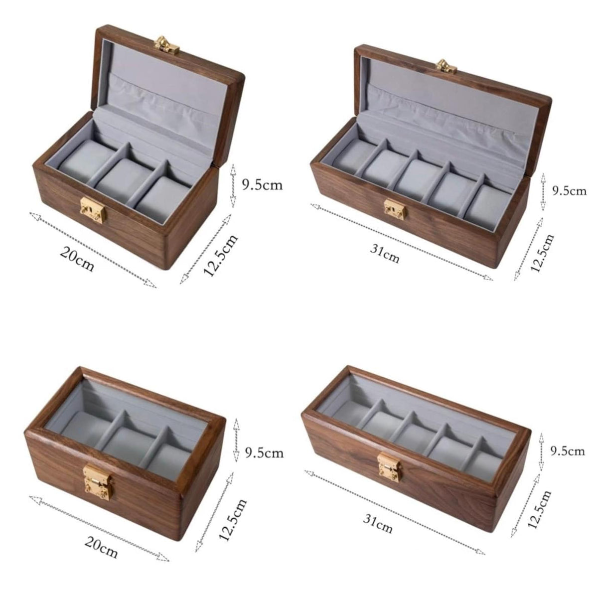 Unique Walnut Wood Jewelry Box Functional Storage Vintage Father Gift Watch Case Container