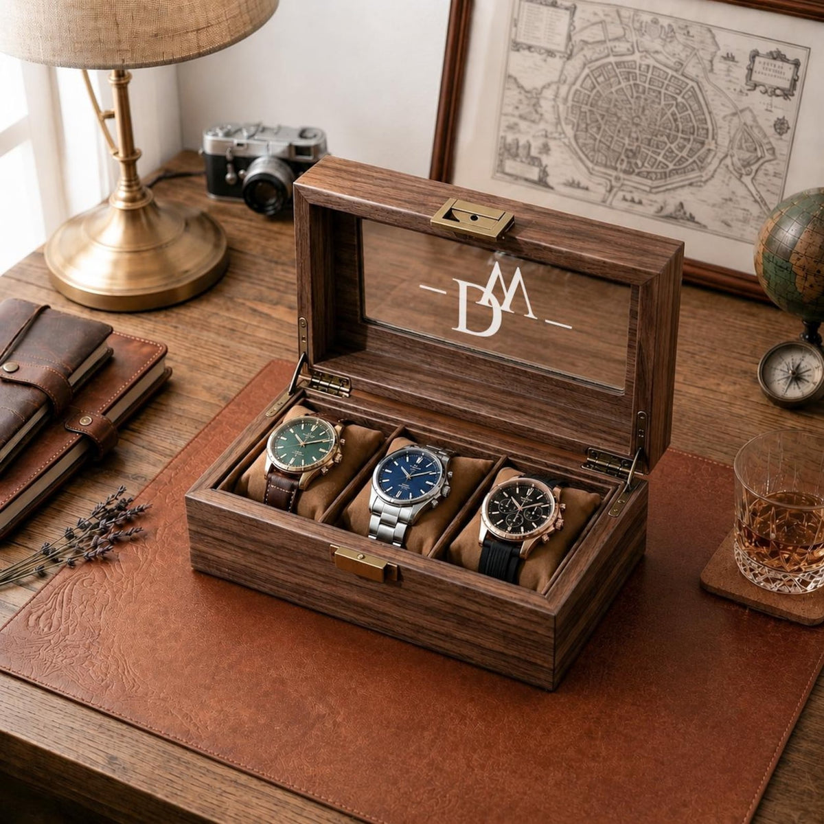 Custom Engraved Watch Box, Gift for Dad, Birthday Gift for Men, Personalised Watch Storage Case, Anniversary Gift For Husband