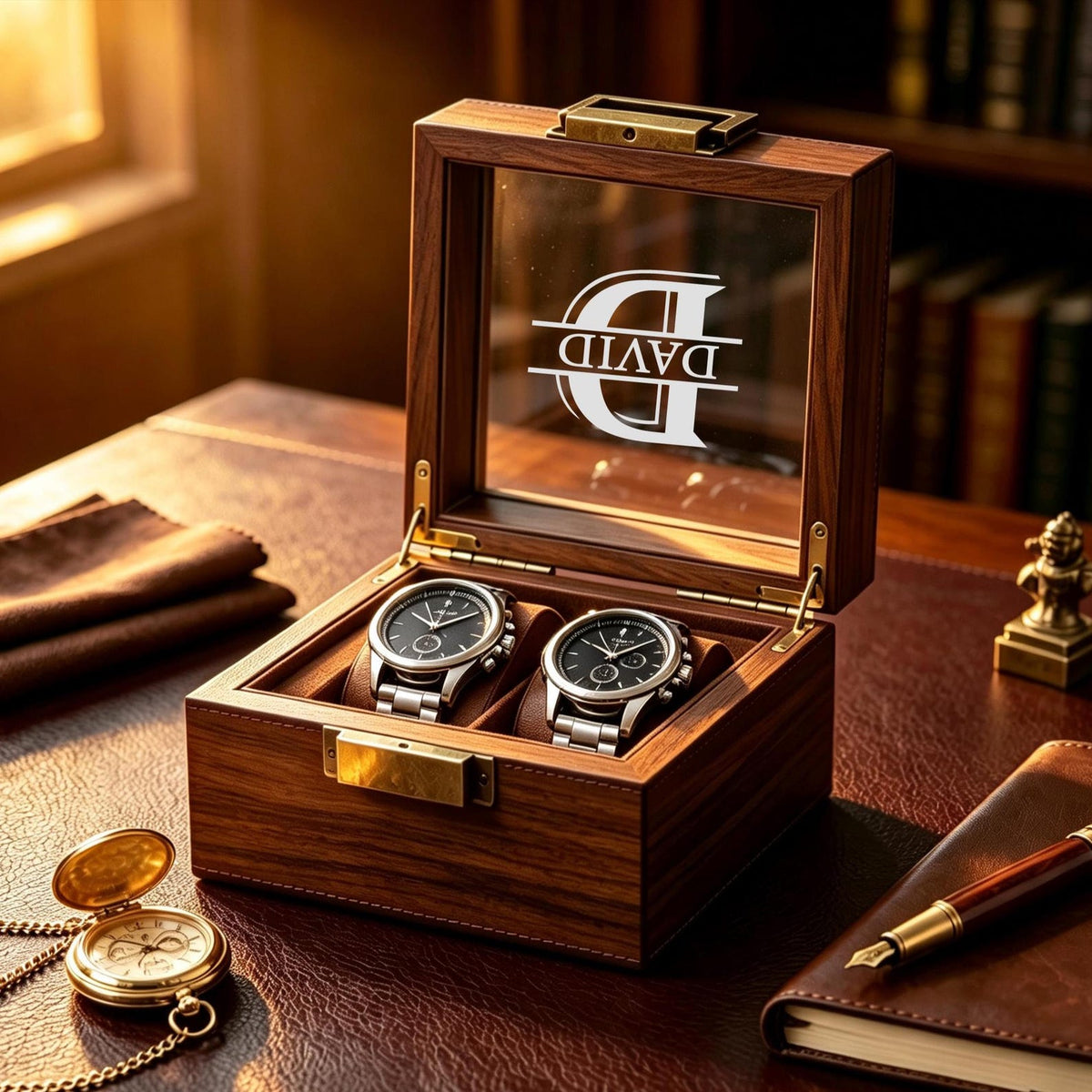 Personalized Wooden Watch Box, Engraved Watch Holder, Birthday Gift for Him, Fathers Day Gift, Boyfriend Gift, Anniversary Gift for Husband
