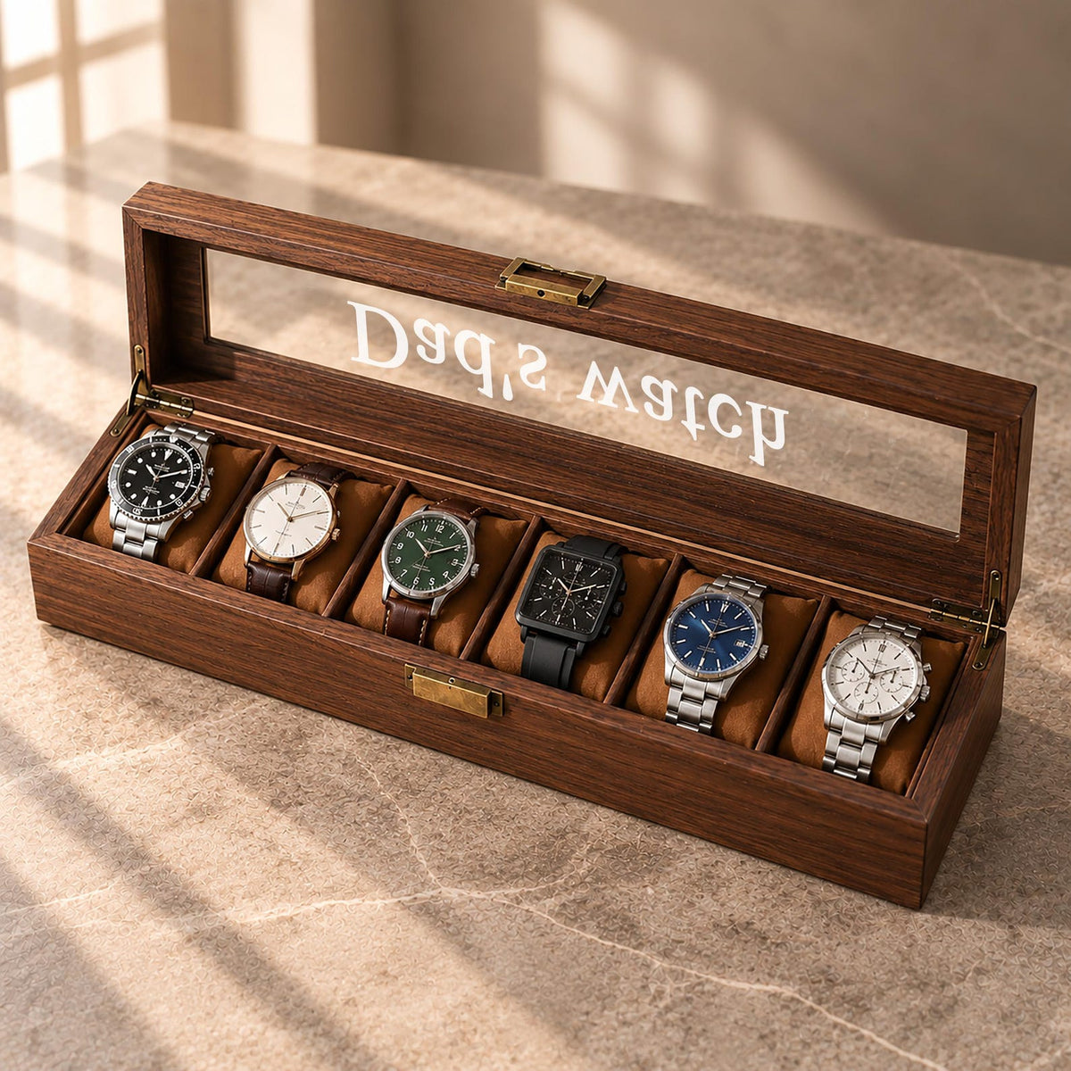 Custom Engraved Watch Box, Personalized Watch Case for Men, Anniversary Gifts for Him, Gift for Husband Dad Boyfriend, Watch Storage Case