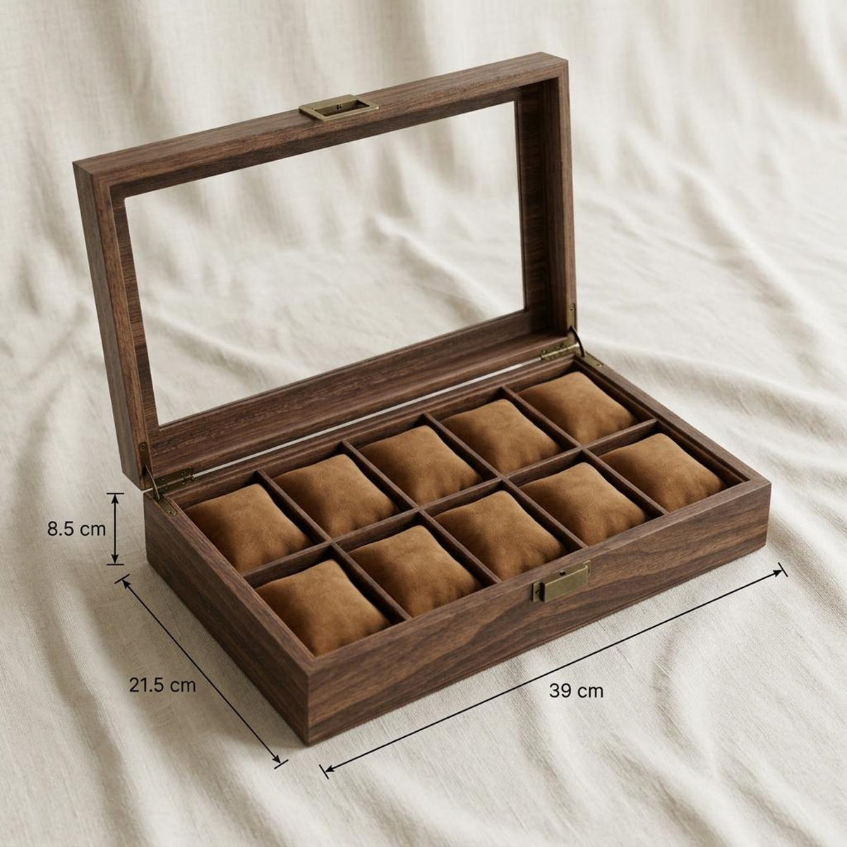 Wooden Watch Box Organizer with Glass Lid, Rustic Watch Storage Case 12 Slots, Vintage Display Box for Men & Women Gift