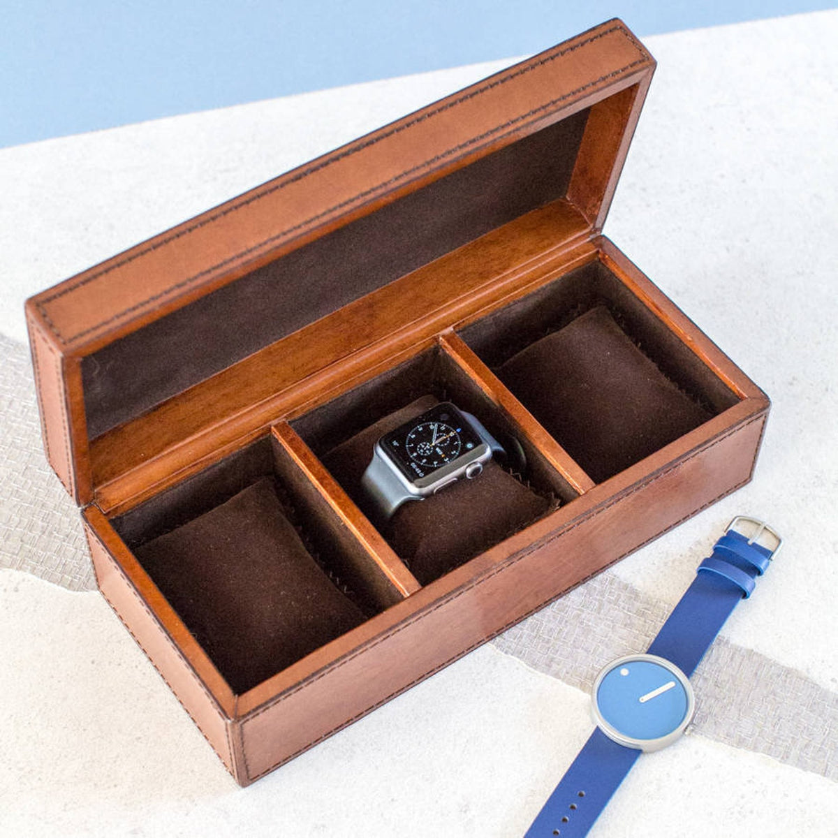 Personalised Leather Watch Box - Leather Anniversary Gift - Father's Day Gift - Wedding Gift - 3rd Wedding Anniversary - Retirement Present