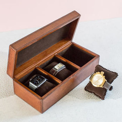 Personalised Leather Watch Box - Leather Anniversary Gift - Father's Day Gift - Wedding Gift - 3rd Wedding Anniversary - Retirement Present