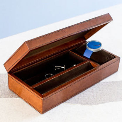 Personalised Leather Watch And Cufflink Box - Men's Jewellery Box - Watch Storage - Leather Anniversary Gift - Father's Day Gift