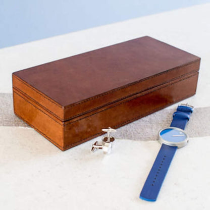 Personalised Leather Watch And Cufflink Box - Men's Jewellery Box - Watch Storage - Leather Anniversary Gift - Father's Day Gift