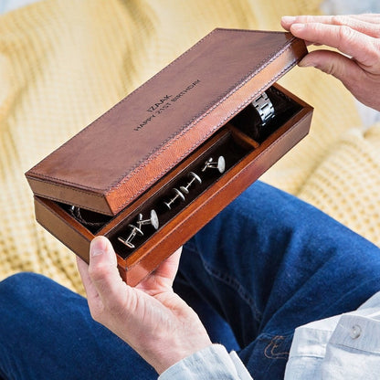 Personalised Leather Watch And Cufflink Box - Men's Jewellery Box - Watch Storage - Leather Anniversary Gift - Father's Day Gift