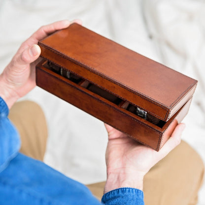 Personalised Leather Watch Box - Leather Anniversary Gift - Father's Day Gift - Wedding Gift - 3rd Wedding Anniversary - Retirement Present