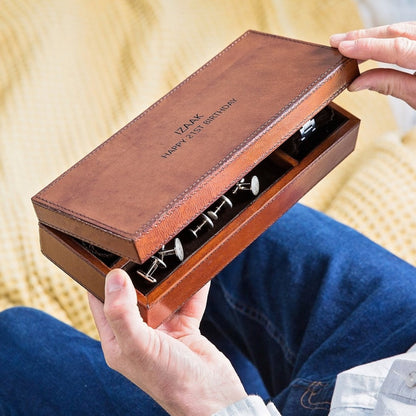 Personalised Leather Watch And Cufflink Box - Men's Jewellery Box - Watch Storage - Leather Anniversary Gift - Father's Day Gift