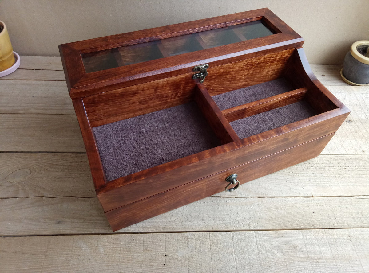 Men's Valet, Watch Case, Valet Box, Watch Box for Men, Boyfriend Gift -Men's Valet Box for 5 watches with Drawer , Men's Watch Box,