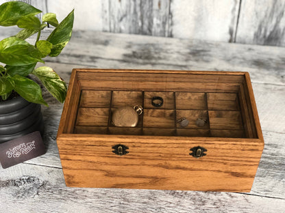 Handmade Wood Watch Box: Glass Top, Valet Tray & Cufflink Storage