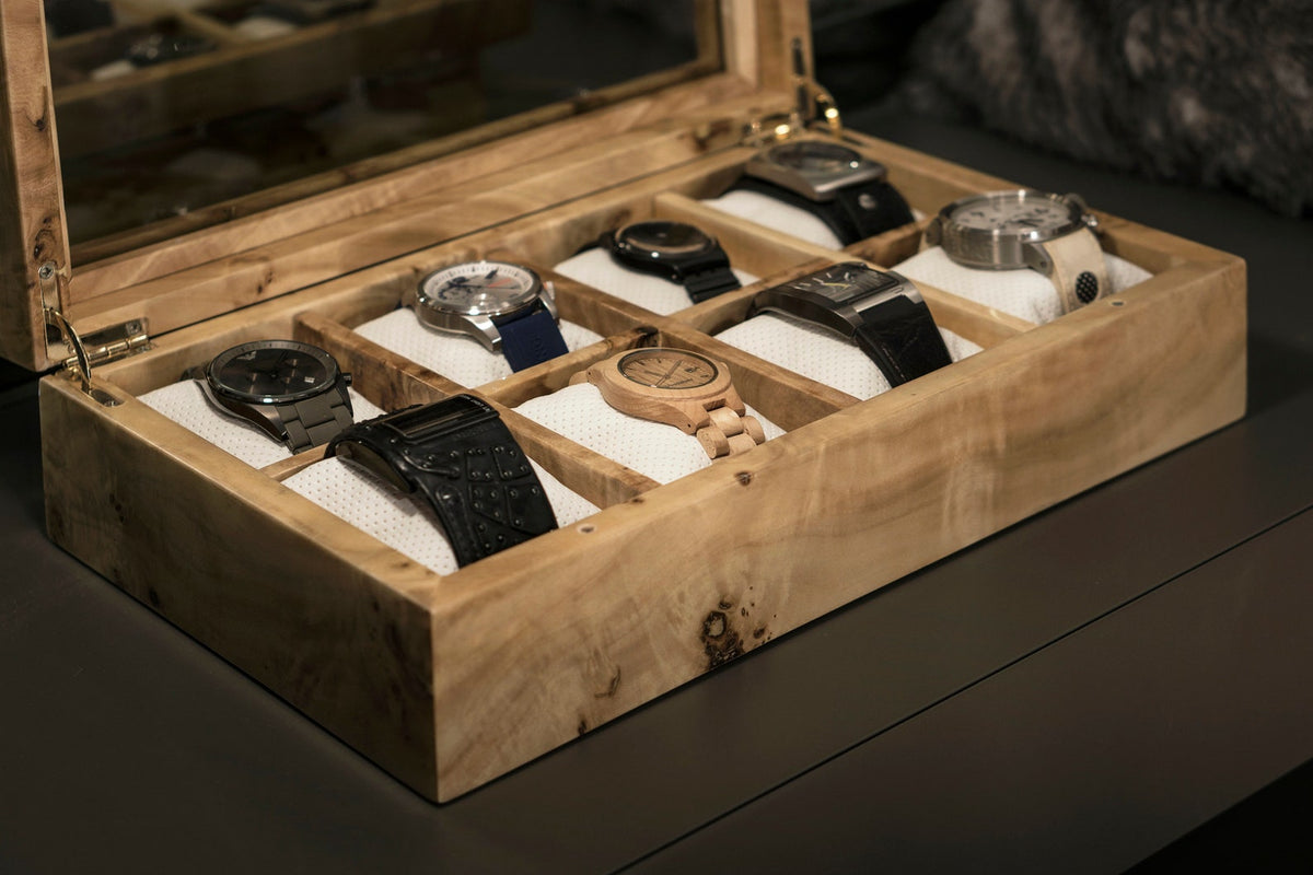 Mapa Burl Wood Watch Box: Luxury 8-Watch Organizer