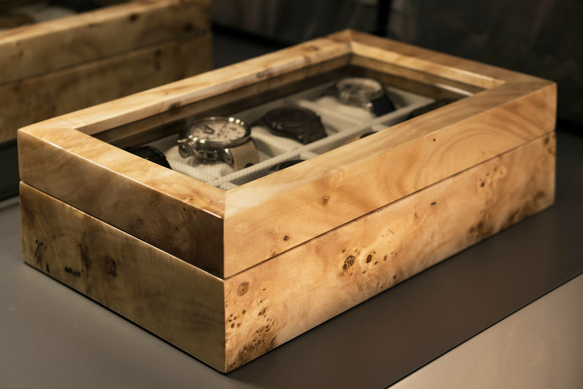 Mapa Burl Wood Watch Box: Luxury 8-Watch Organizer