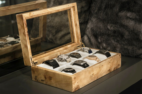 Mapa Burl Wood Watch Box: Luxury 8-Watch Organizer