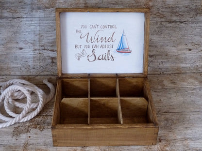 Nautical Wooden Watch Box, Sailing Boat Keepsake Gift for Him