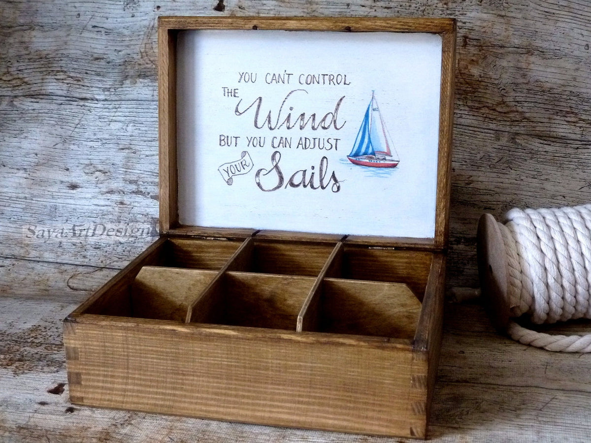 Nautical Wooden Watch Box, Sailing Boat Keepsake Gift for Him