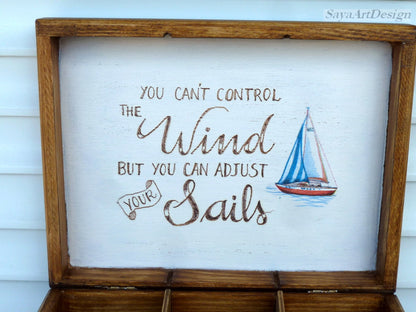 Nautical Wooden Watch Box, Sailing Boat Keepsake Gift for Him