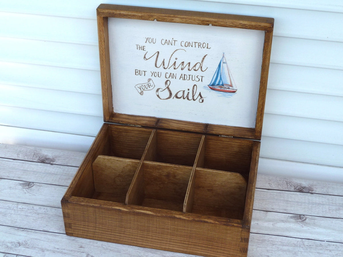 Nautical Wooden Watch Box, Sailing Boat Keepsake Gift for Him