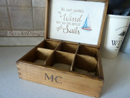 Nautical Wooden Watch Box, Sailing Boat Keepsake Gift for Him