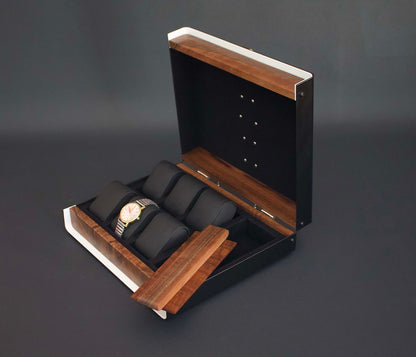 Hand Made Watch Box, Modern Watch Box, Wood Watch Box For Men, Walnut Watch Box For 6 Watches, Watch Box Australia, Watch Storage Case