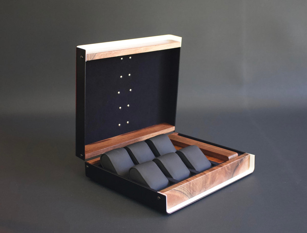 Hand Made Watch Box, Modern Watch Box, Wood Watch Box For Men, Walnut Watch Box For 6 Watches, Watch Box Australia, Watch Storage Case