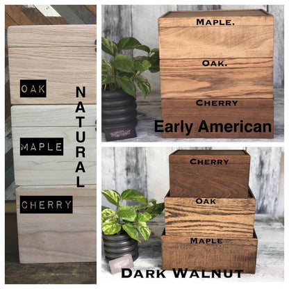 Handmade Linen Watch Box: cherry Wood dark walnut stain - valet Tray, 6 Compartments