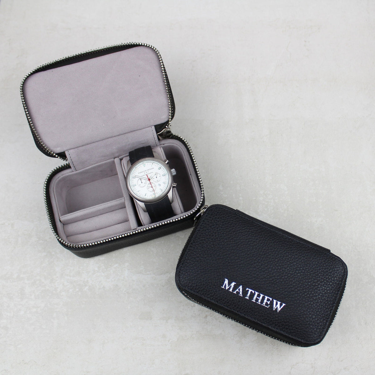 Personalised Leather Travel Watch Case | Genuine Leather, Gifts For Him, Monogram, Groomsmen, Anniversary, Watch Storage