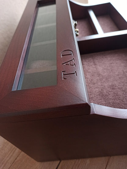 Men's Valet, Watch Case, Valet Box, Watch Box for Men, Boyfriend Gift -Men's Valet Box for 5 watches with Drawer , Men's Watch Box,