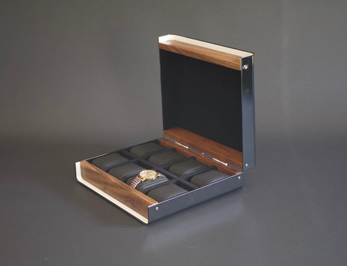 Custom Watch Box 8, Modern Wood Watch Case, Walnut Watch Storage Box, Hand Made Men's Watch Box, Personalised Unique Mens Gift, Watch Box