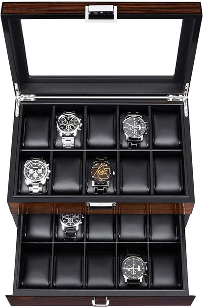 Watch Box For Men,Personalized Watch Storage Box with 6/10/12/20 Slots,Best Wood Organizer for Personal Stuff Like Airpods,small accessories