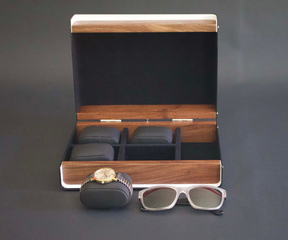 Modern Box For Watches, Wood Watch Case, Custom Men's Gift, 50th Birthday Gift, Watch and Glasses Box, Wood Watch Storage, 4 Watch Box
