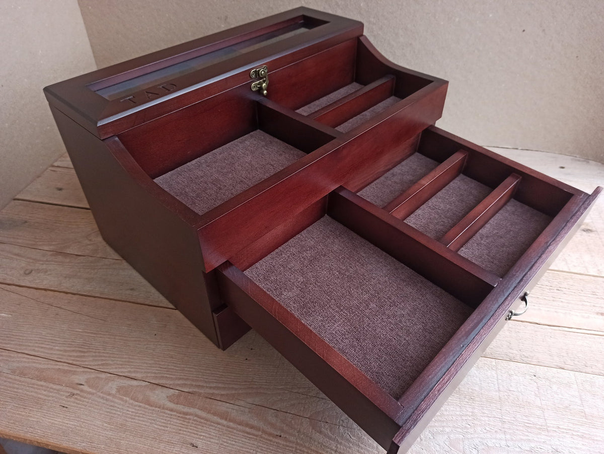 Men's Valet, Watch Case, Valet Box, Watch Box for Men, Boyfriend Gift -Men's Valet Box for 5 watches with Drawer , Men's Watch Box,