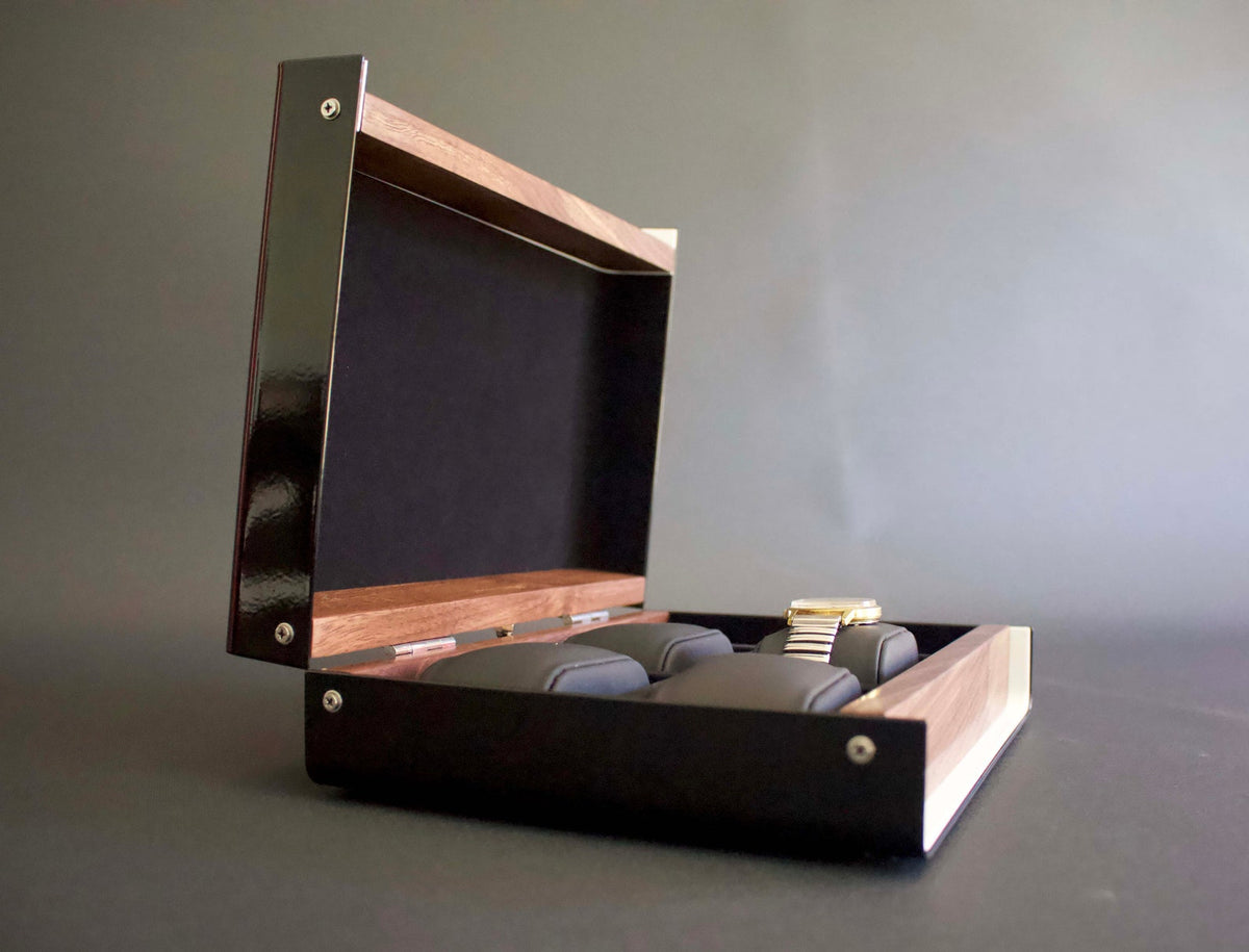 Modern Box For Watches, Wood Watch Case, Custom Men's Gift, 50th Birthday Gift, Watch and Glasses Box, Wood Watch Storage, 4 Watch Box