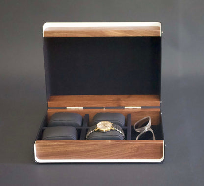 Modern Box For Watches, Wood Watch Case, Custom Men's Gift, 50th Birthday Gift, Watch and Glasses Box, Wood Watch Storage, 4 Watch Box