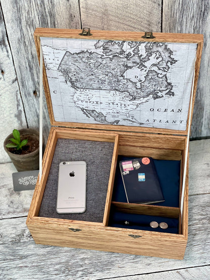 Wood Watch Box: Maple & Cherry, 6-Compartment Organizer with Valet Tray