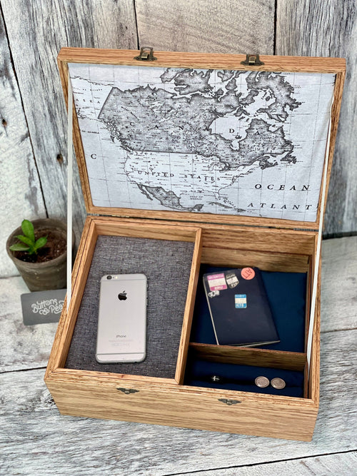 Wood Watch Box: Maple & Cherry, 6-Compartment Organizer with Valet Tray