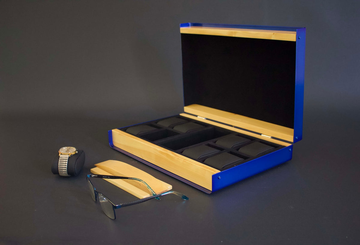 Custom Watch Box For 8 Watches, Handmade Wooden Watch Storage Box, Watch and Glasses Storage Case, Watch Collectors Box, Mens Watchbox
