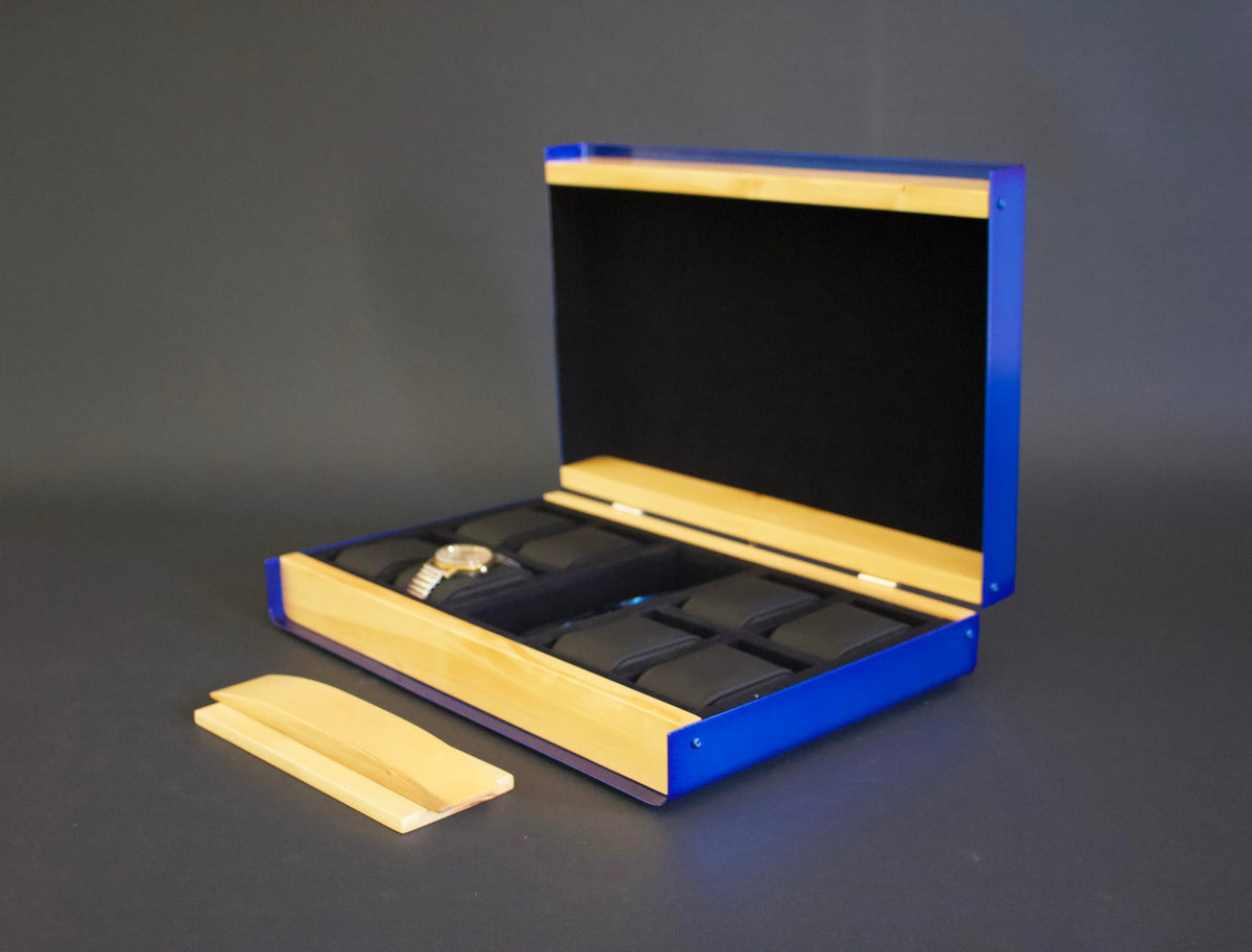 Custom Watch Box For 8 Watches, Handmade Wooden Watch Storage Box, Watch and Glasses Storage Case, Watch Collectors Box, Mens Watchbox