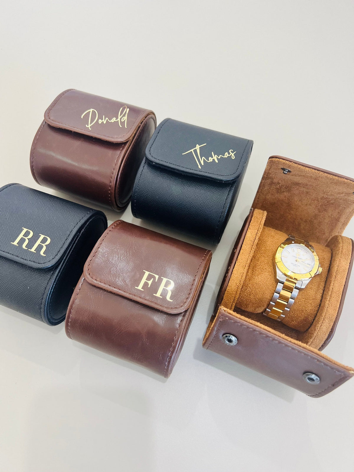 Personalized Faux Leather Watch Box, Groomsman Gift