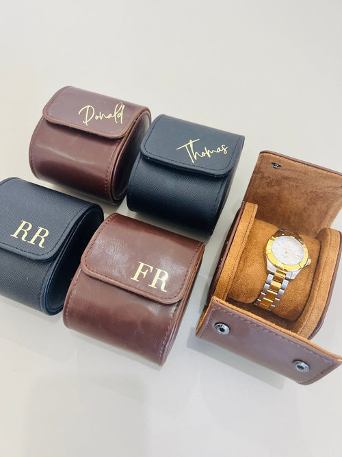 Personalized Faux Leather Watch Box, Groomsman Gift