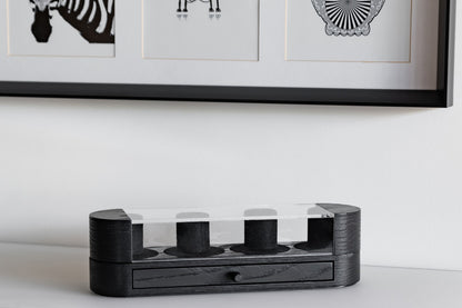 Walnut & Black Oak Watch Box with Drawer: Handmade Wood Watch Display Case