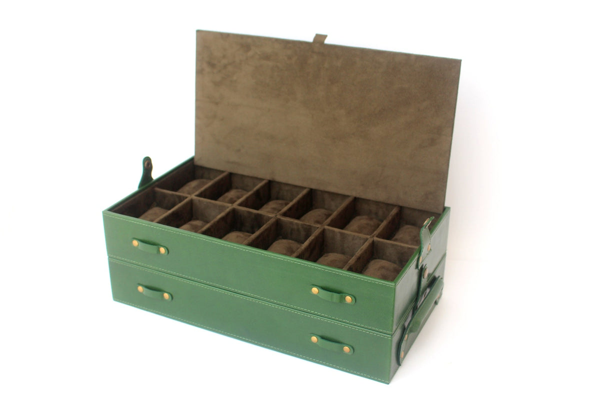 Handmade Leather Luxury Watch Box for 36 Watches – 3-Tier Organizer Display Case