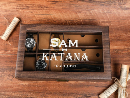 Personalized Groom's Gift, Watch Case for Men, Watch Box Sunglass Organizer, Christmas gifts, Best Gift For Men, Gift For Him,Best Man Gifts