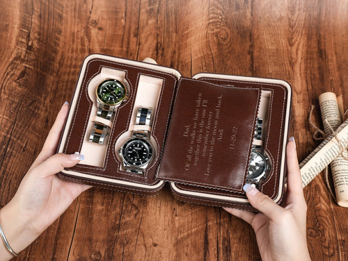 Personalized Leather Travel Watch, Watch Case, Watch Storage, Groom Gift, Luxury Leather Watch Roll for Him, Gift for Dad, Christmas gifts