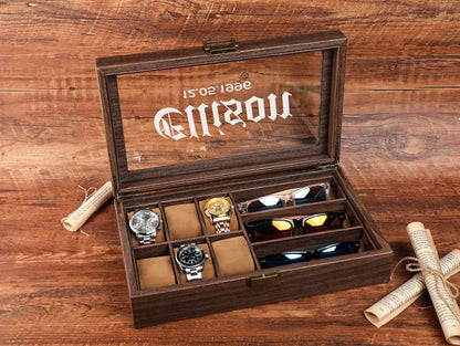 Personalized Groom's Gift, Watch Case for Men, Watch Box Sunglass Organizer, Christmas gifts, Best Gift For Men, Gift For Him,Best Man Gifts