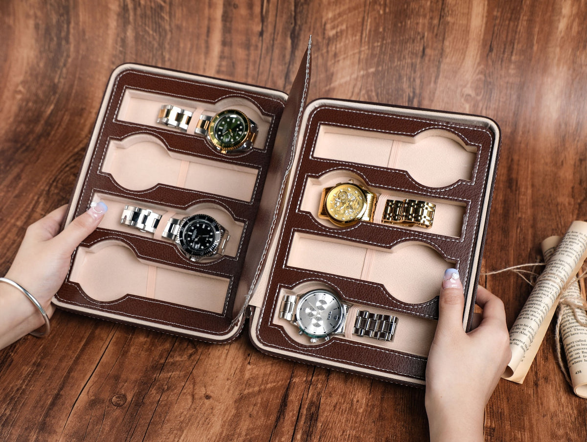 Personalized Leather Travel Watch, Watch Case, Watch Storage, Groom Gift, Luxury Leather Watch Roll for Him, Gift for Dad, Christmas gifts
